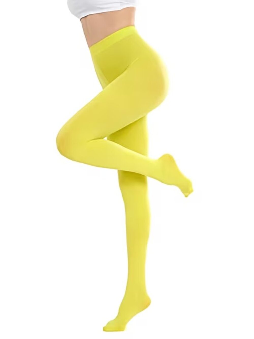 Women's Candy Color Opaque Velvet Slimming Yellow Tights Pantyhose Stockings